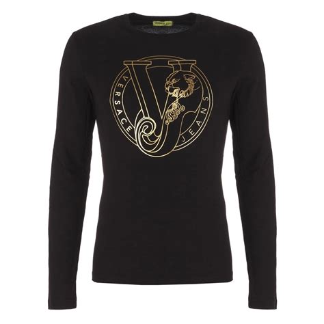 versace collection logo cotton jersey tee|Versace long sleeve t shirts.